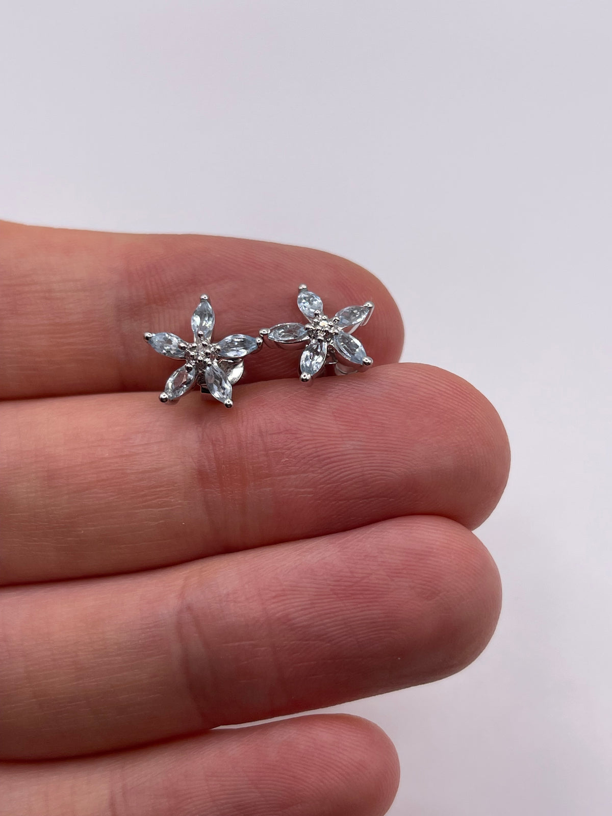 9ct white gold aquamarine and diamond earrings
