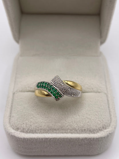 18ct gold emerald and diamond ring