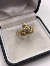 Load image into Gallery viewer, 9ct gold diamond claddagh ring
