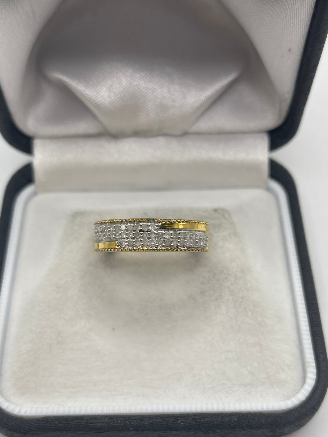Gold plated silver diamond ring