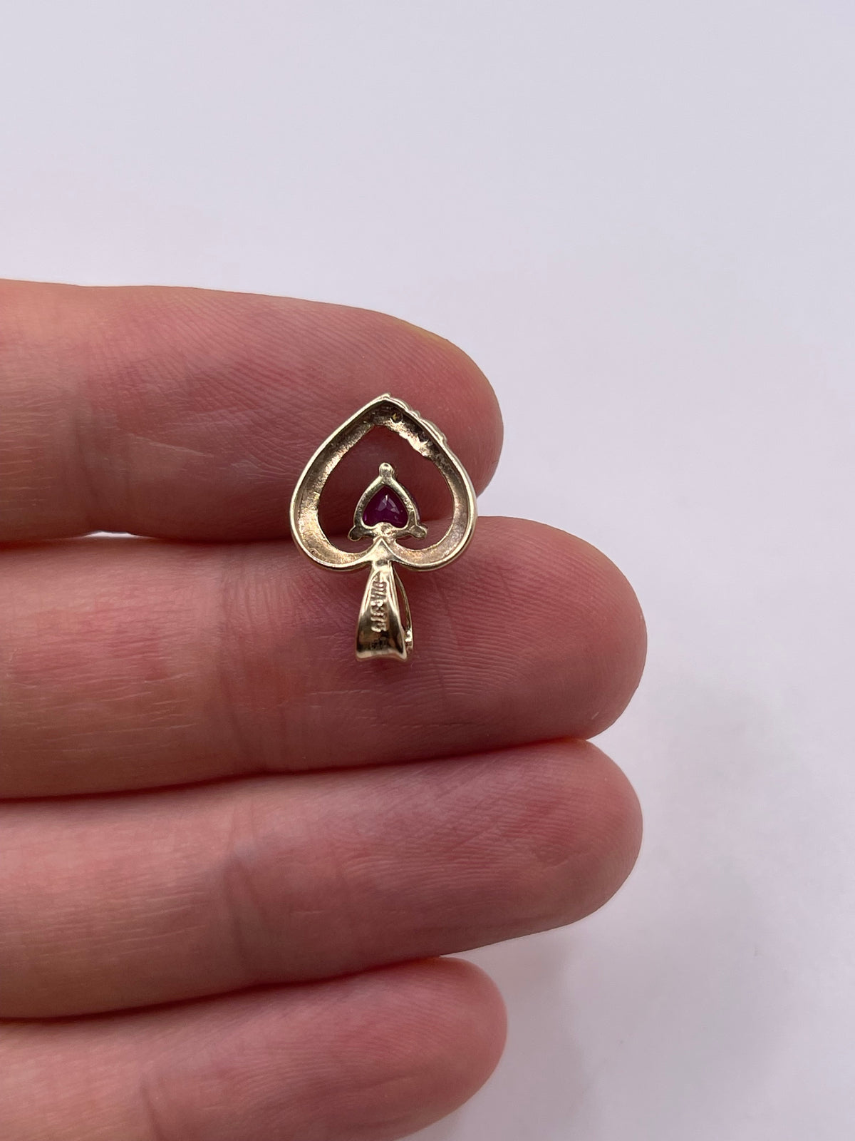 9ct gold ruby and diamond pendant