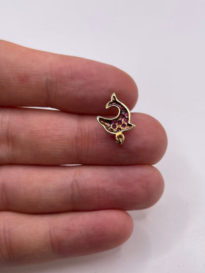 9ct gold ruby and diamond dolphin pendant