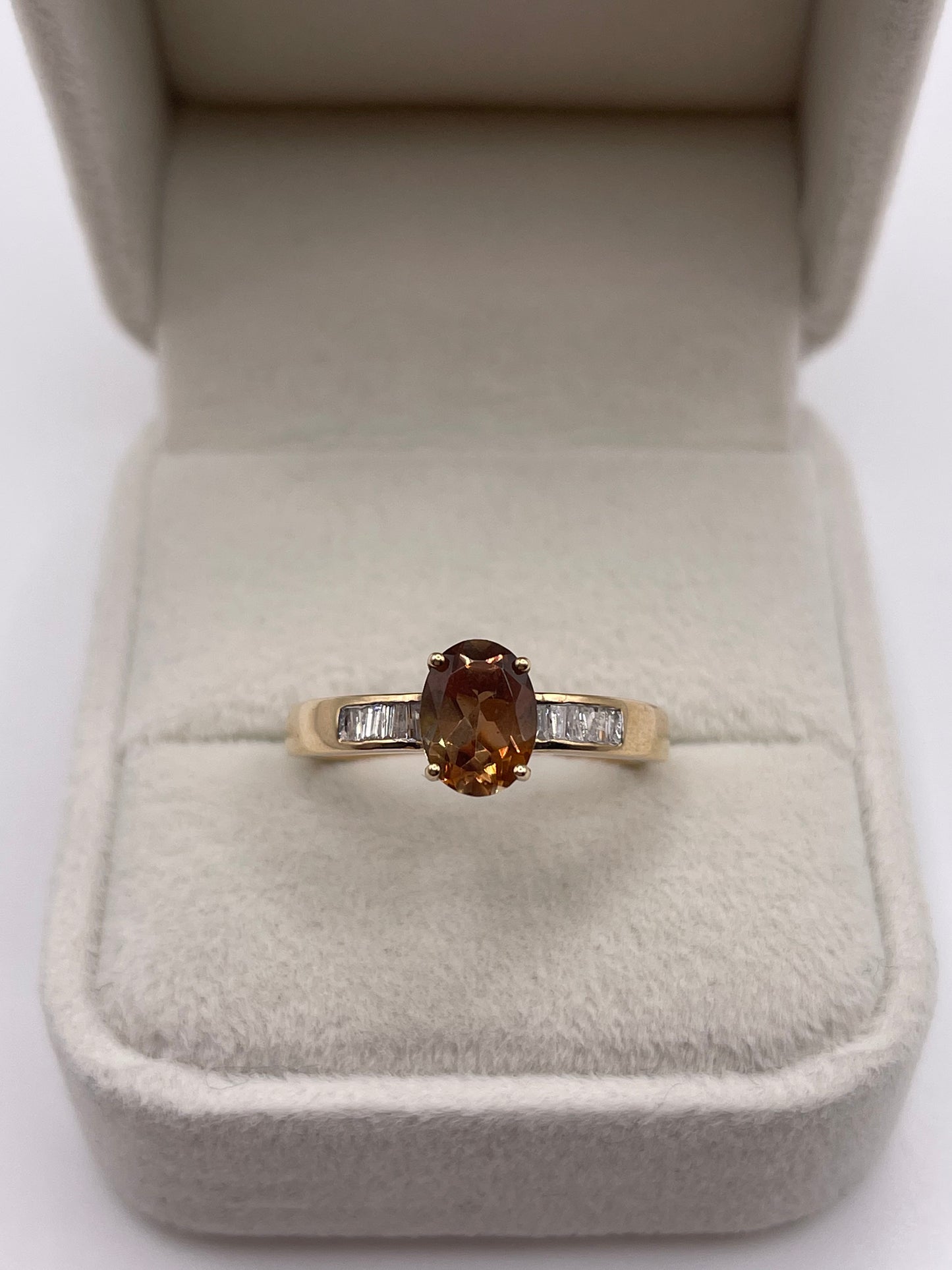 9ct gold andalusite and diamond ring
