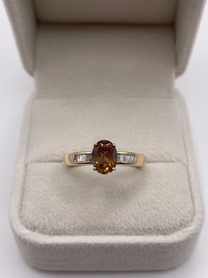 9ct gold andalusite and diamond ring