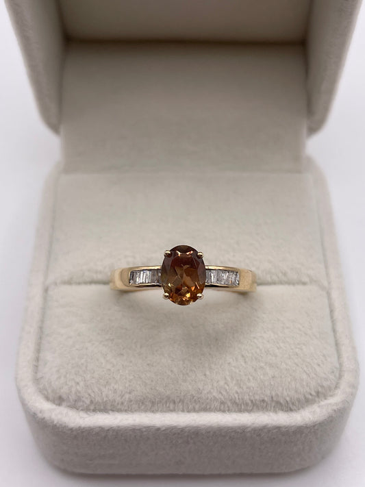 9ct gold andalusite and diamond ring