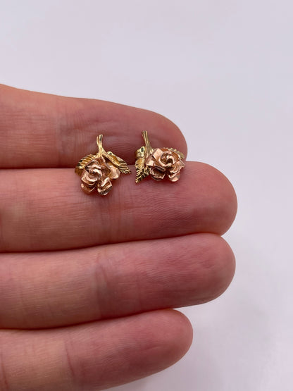 9ct gold rose earrings