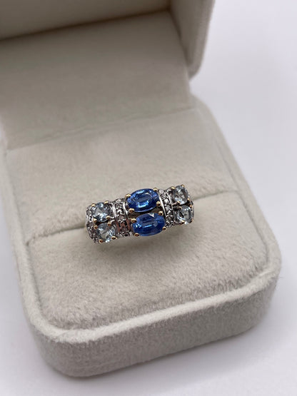 9ct gold multi gemstone and diamond ring