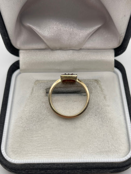 9ct gold ruby cluster ring