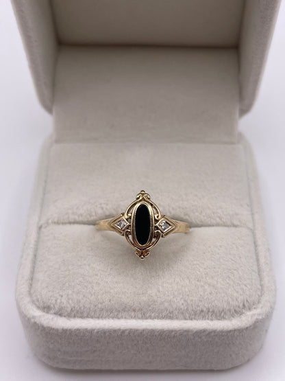 9ct gold onyx and diamond ring