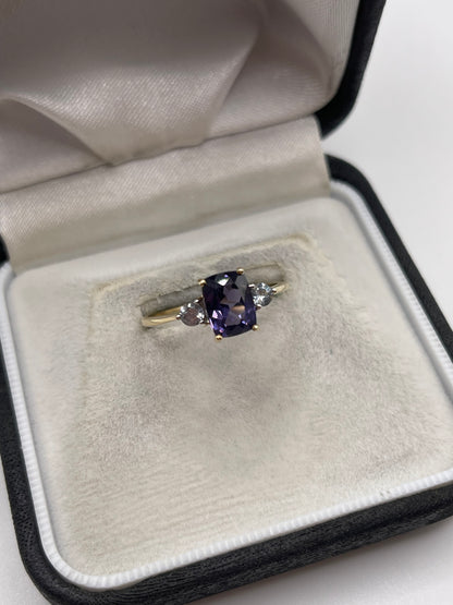 9ct gold iolite and tanzanite ring