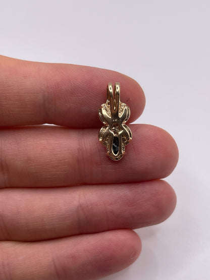 9ct gold emerald, tsavorite garnet and diamond pendant