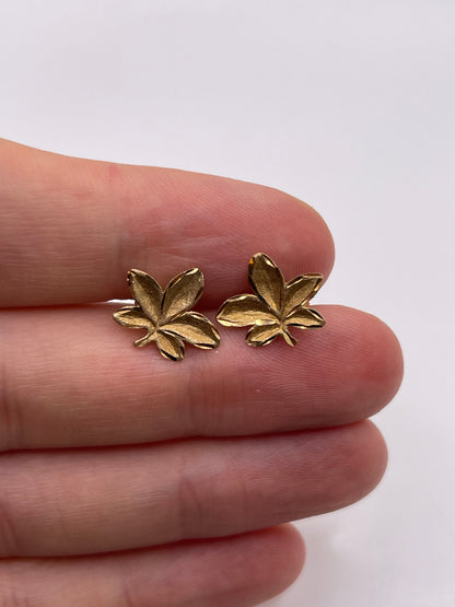 9ct gold leaf earrings