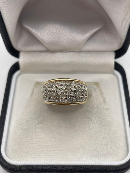 9ct gold 1ct diamond cluster ring