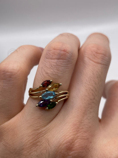 9ct gold multi gemstone ring