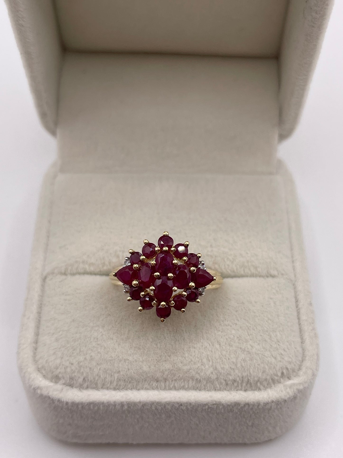 9ct gold ruby and diamond ring