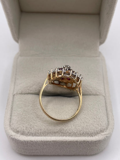 9ct gold ruby and diamond ring