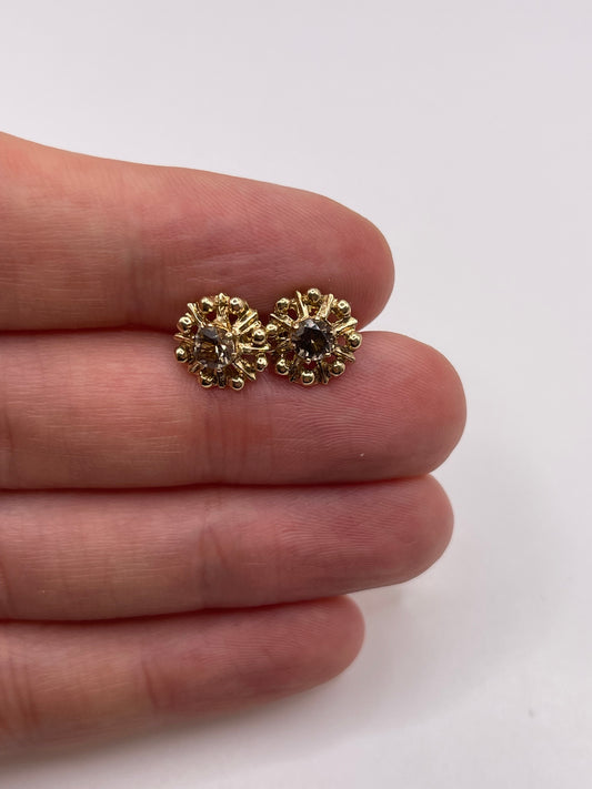 9ct gold Smokey quartz earrings
