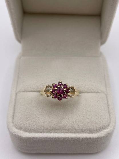 9ct gold ruby cluster ring