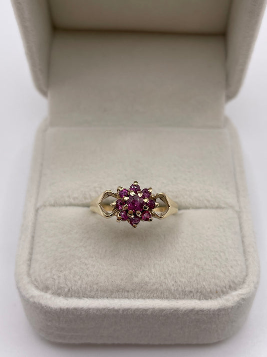 9ct gold ruby cluster ring