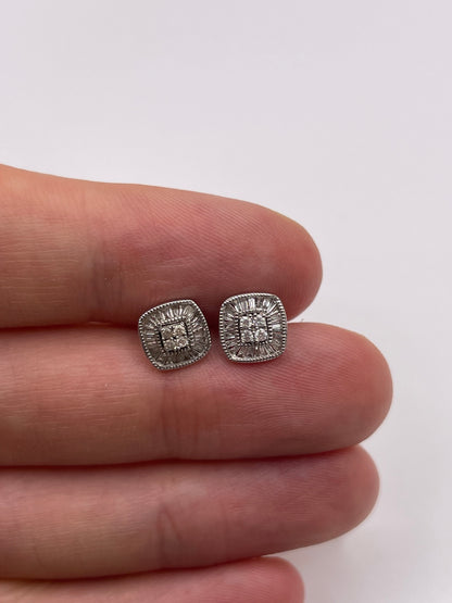 9ct white gold diamond cluster earrings