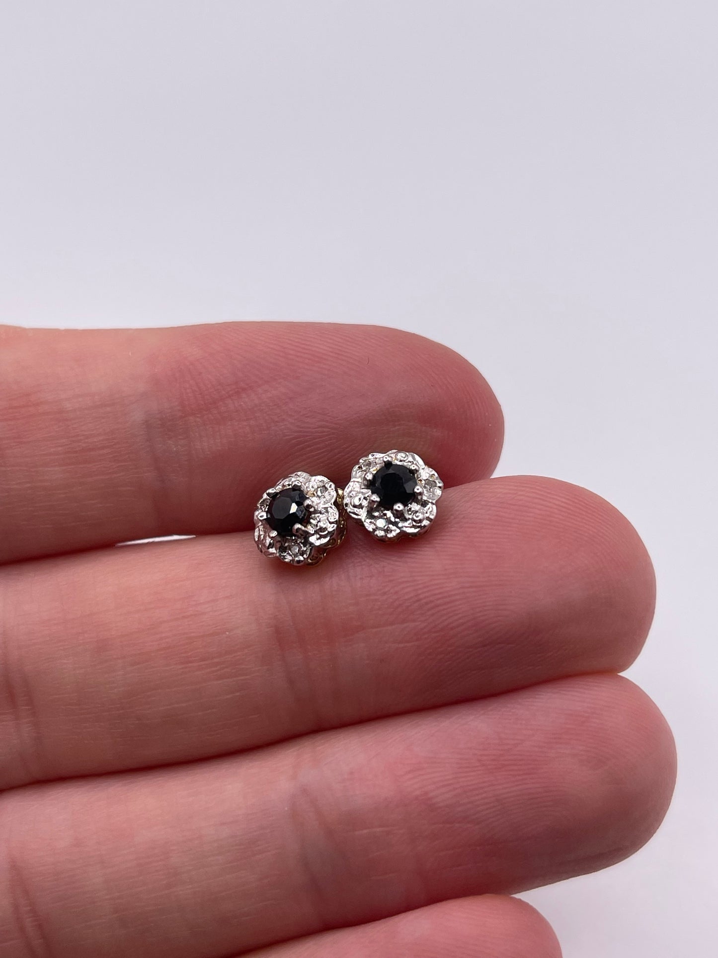 9ct gold sapphire and diamond earrings