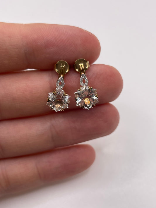 9ct gold topaz and diamond earrings