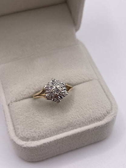 9ct gold diamond cluster ring