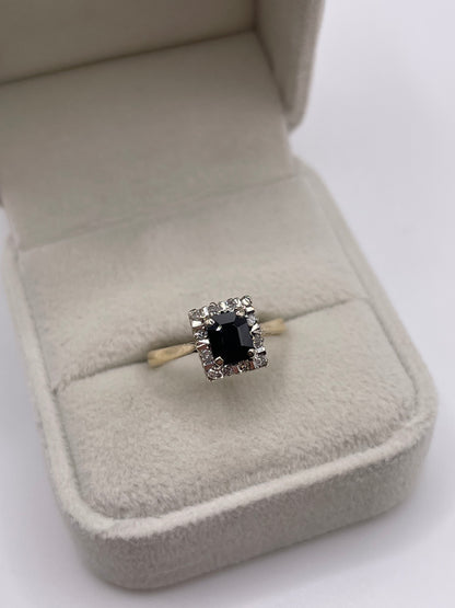 9ct gold sapphire and diamond ring