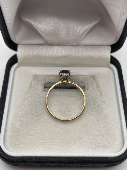 9ct gold iolite and zircon ring