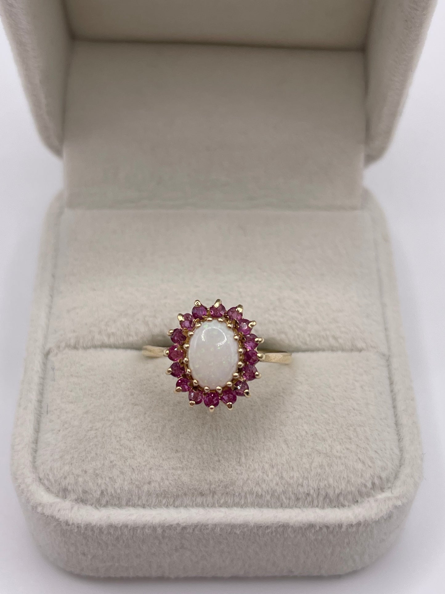 9ct gold opal and ruby ring