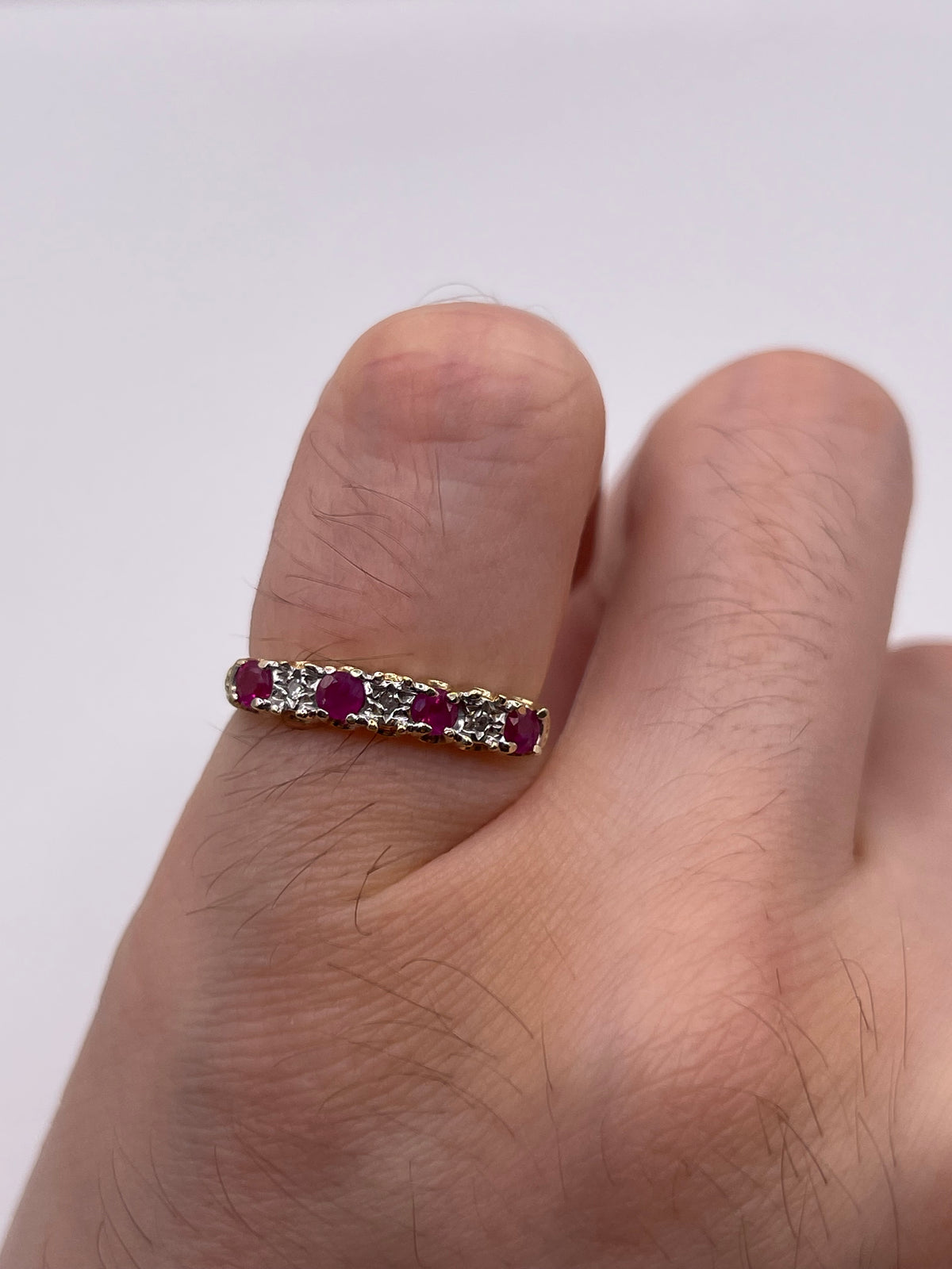 9ct gold ruby and diamond ring