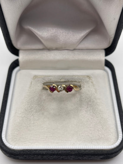 9ct gold ruby and diamond ring