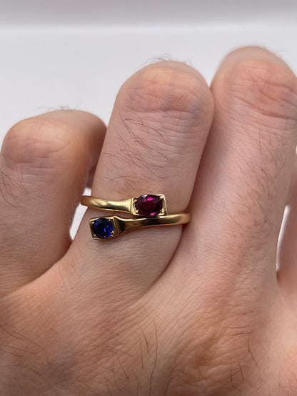9ct gold ruby and sapphire ring