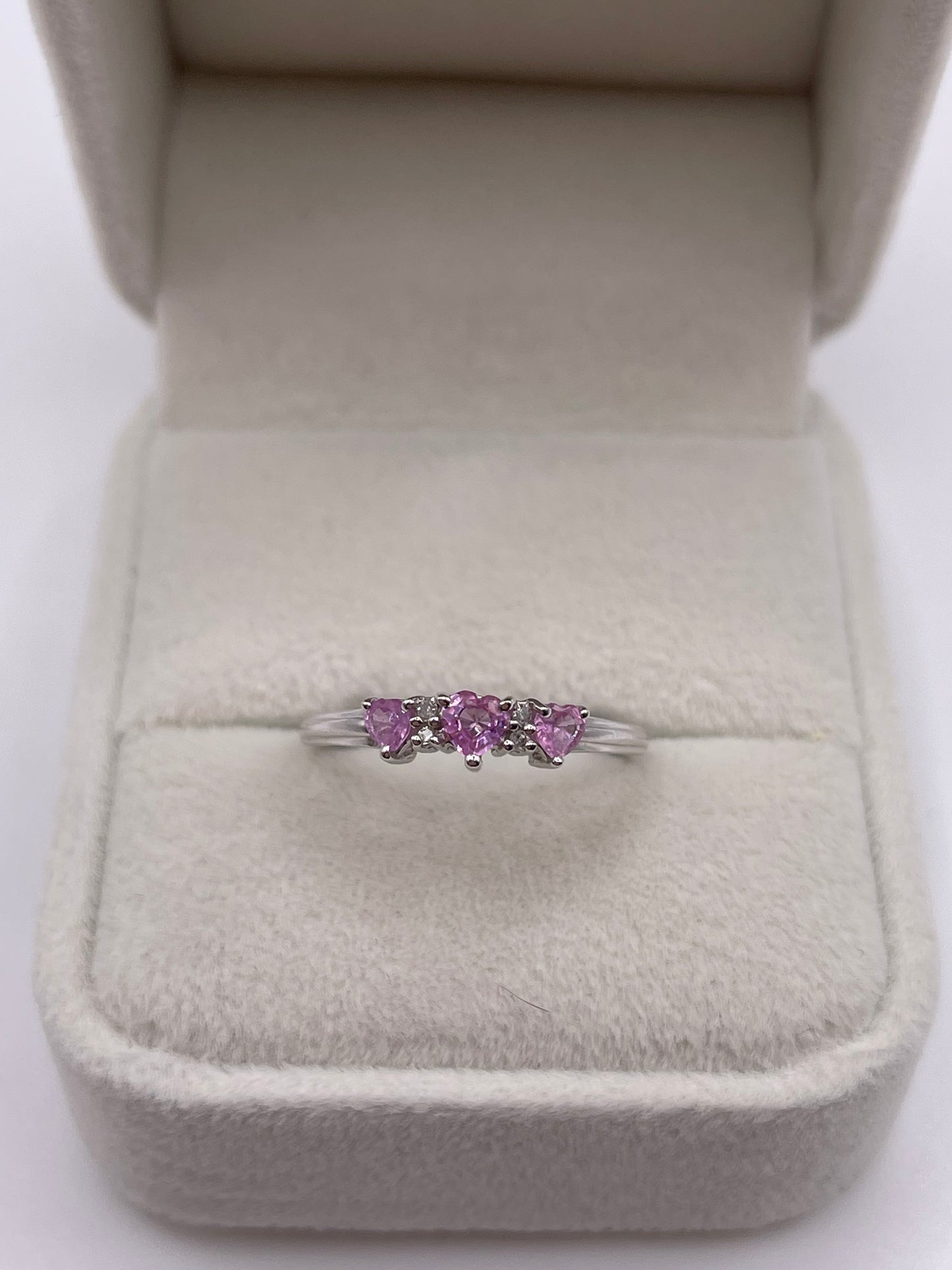 9ct white gold pink sapphire and diamond ring