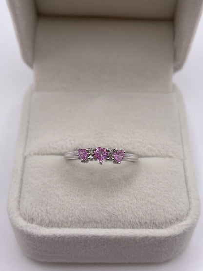 9ct white gold pink sapphire and diamond ring