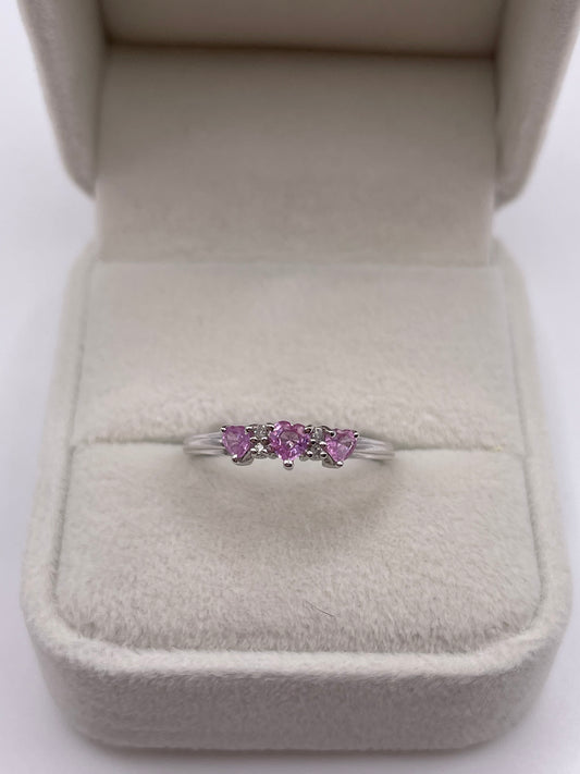 9ct white gold pink sapphire and diamond ring