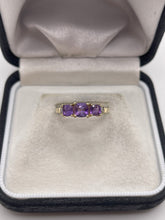 Load image into Gallery viewer, 9ct gold amethyst and diamond ring
