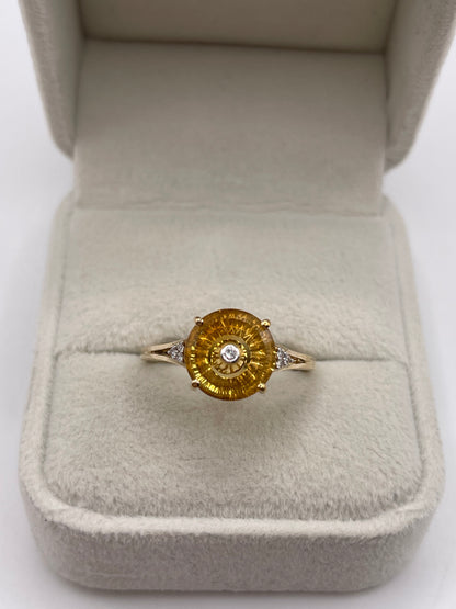 Glenn Lehrer 9ct gold citrine and diamond ring