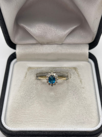 9ct gold topaz and diamond ring
