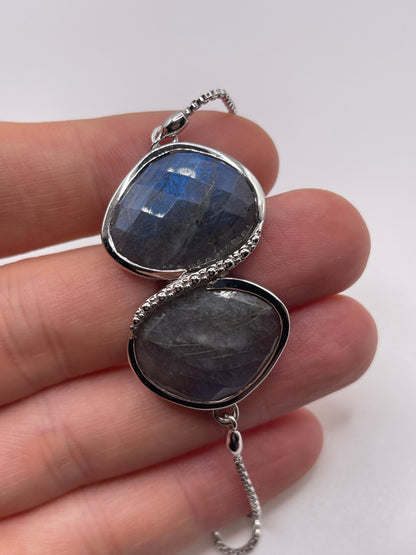 Silver labradorite bracelet