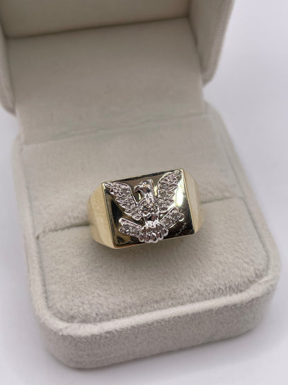 9ct gold diamond eagle ring
