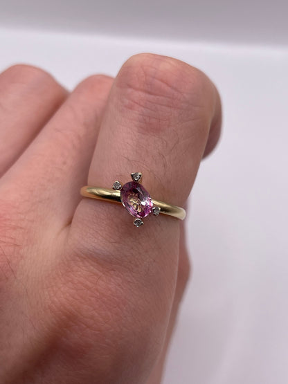 9ct gold pink topaz and diamond ring