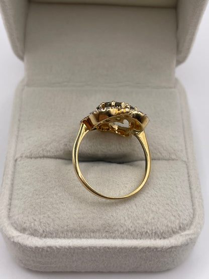 9ct gold quartz and diamond ring
