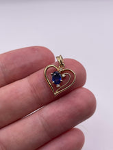 Load image into Gallery viewer, 9ct gold sapphire and diamond heart pendant
