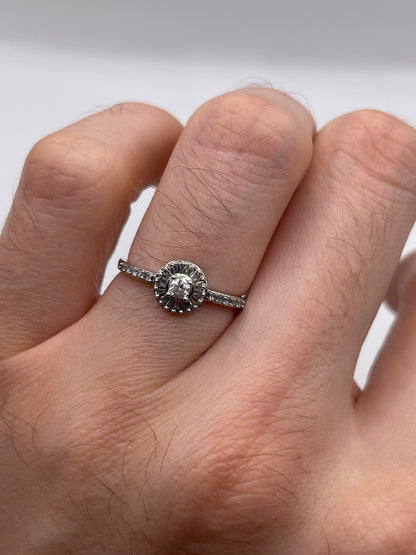 9ct white gold diamond cluster ring