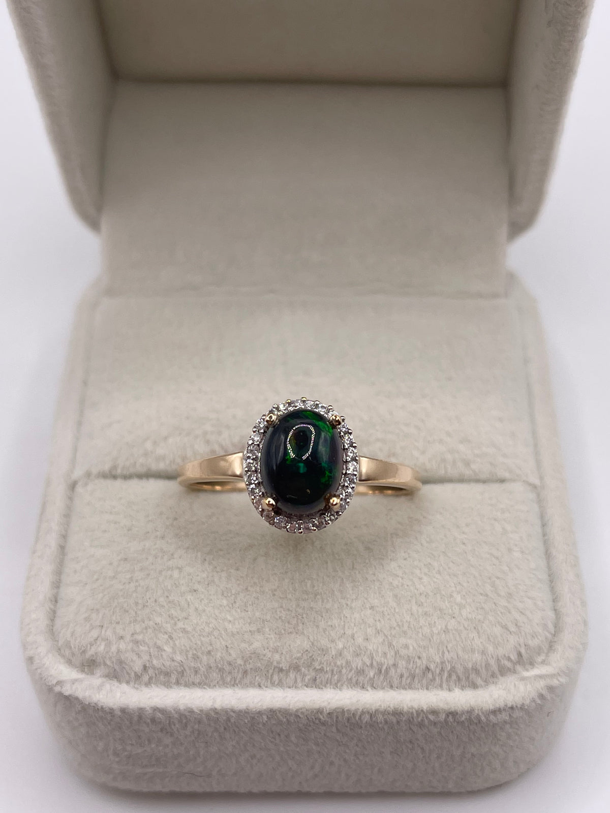 9ct gold opal and zircon ring