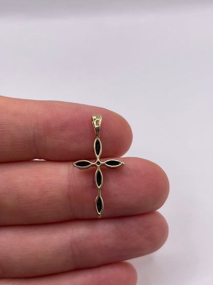 9ct gold sapphire and diamond cross pendant