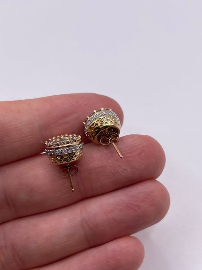 9ct gold diamond cluster earrings