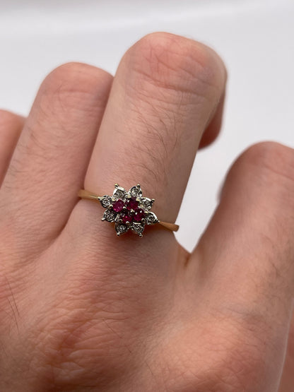 9ct gold ruby and diamond ring