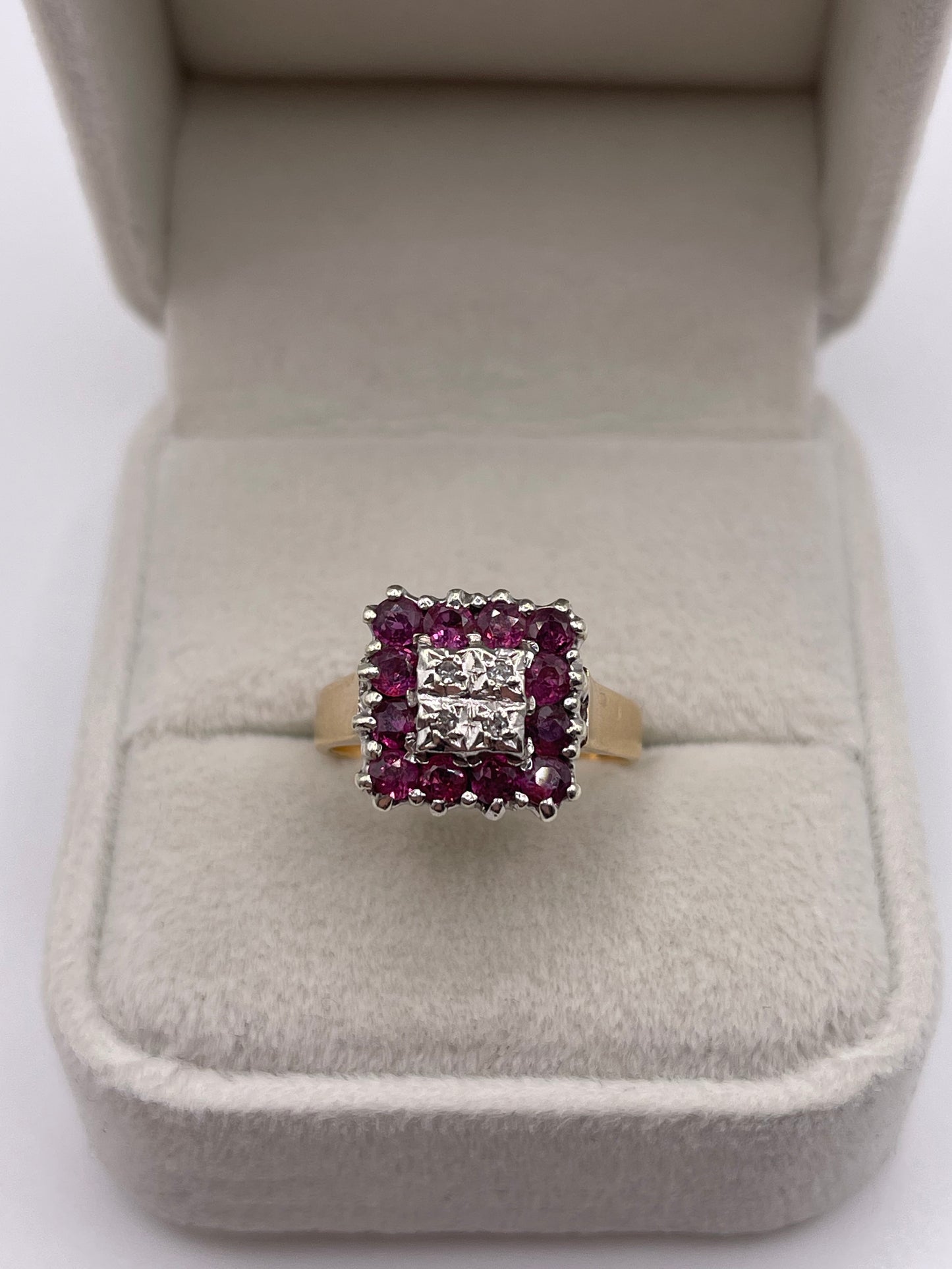 9ct gold ruby and diamond ring